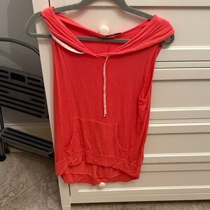 Women's Coral Sleeveless Hoodie Top